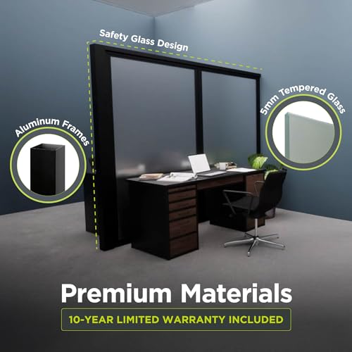 2 Panel Stationary Frosted Glass Partition Kit (2 Count)