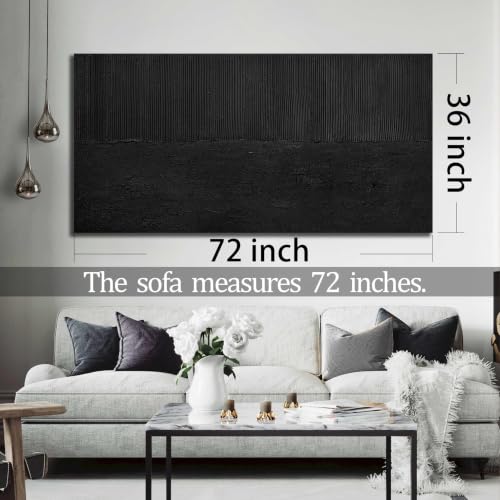 Extra Large Wall Art For Living Room Abstract Painting Wall Decor For Office Black Canvas Wall Art For Hotel 36 x 72 Inch