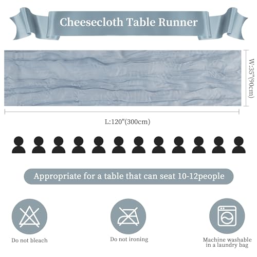 12 Pack Dusty Blue Cheesecloth Table Runner 10FT Boho Home Decor (44.16 Ounce)