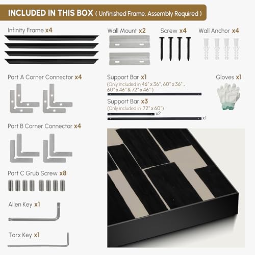 36"x46" Extra Large Framed Wall Art Modern Abstract Black and Beige Geometric Blocks for Home Living Room Bedroom Decor