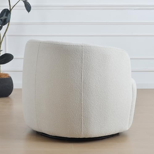34" W Sherpa Swivel Barrel Accent Chair with Pillow