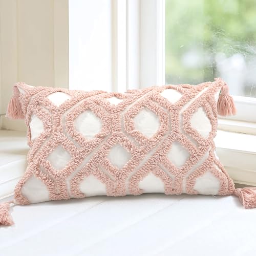 Lumbar Boho Pillow Covers 12x20 Tufted for Couch