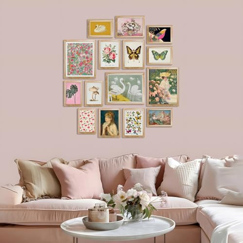 15 Pcs FRAMED Eclectic Wall Decor (15 Count)