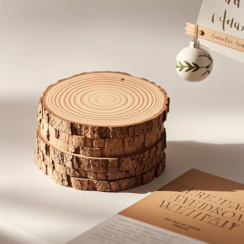 30PCS Pre Drilled Wood Slices with Holes (30 Count)
