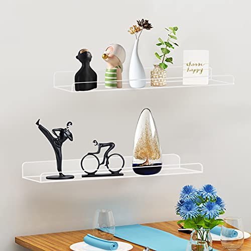 Clear Acrylic Floating Shelves 24 inch Wall Ledge Shelf Bookshelf 3 Pack