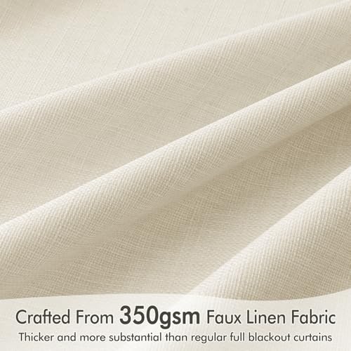 100% Blackout Back Tab Pleat Linen Curtains 50" Wx102 L (2 Count)