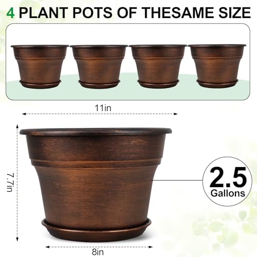 Plant Planters Pots Set of 4 Pack 11 Inch (4 Count)