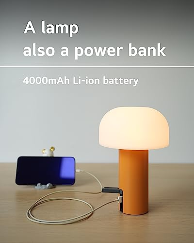 Small Cordless Mushroom Table Lamp