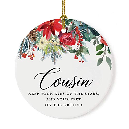 Round Ceramic Porcelain Christmas Tree Ornament Keepsake Gift for Cousins