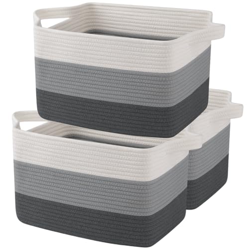 Cotton Rope Storage Baskets for Organizing Dark Gray 3