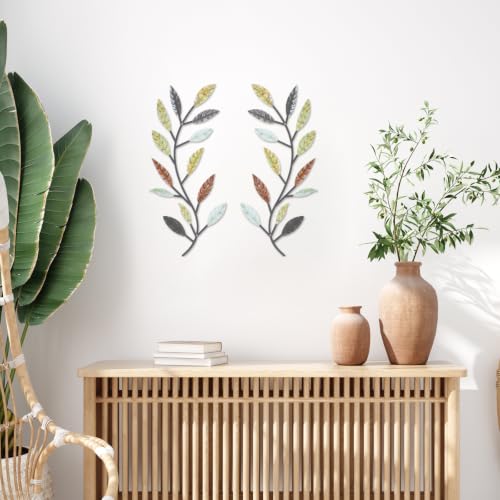 2 Pcs Metal Leaf Wall Art Vine Branch Decor (2 Count)
