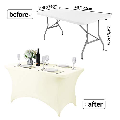 Spandex Table Cover for 4FT or 6ft or 8ft Table Universal Fitted Stretch Tablecloth for Party