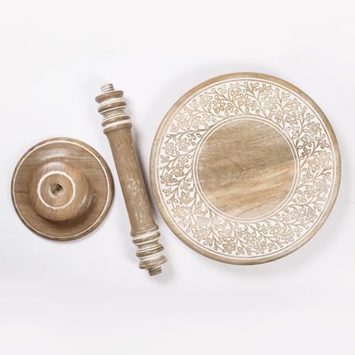 Lightnpro Rustic Round Pillar Mango Wood End Table