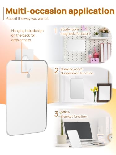 10 x 7 in Desk Makeup Mirror with Stand and Hanging Hole