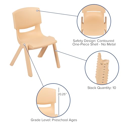 Natural 45" Round Activity Table Set with 4 Chairs