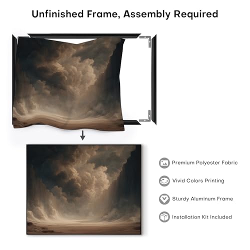 46"x60" Extra Large Framed Wall Art Dramatic Canyon Storm Cloudscape Illustration for Home Living Room Bedroom Decor