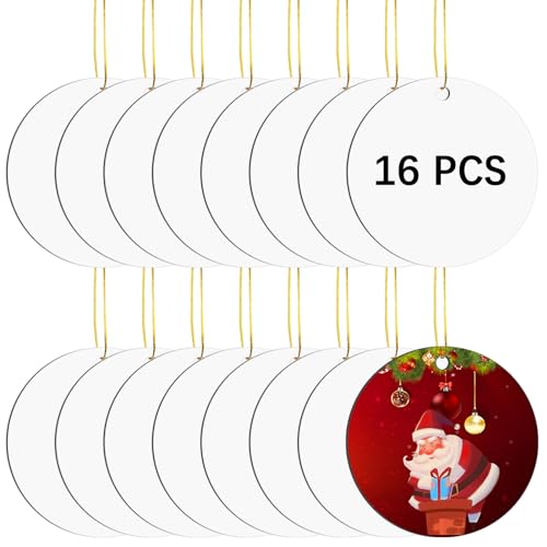 16 pcs Metal Sublimation Ornament Blanks (16 Count)