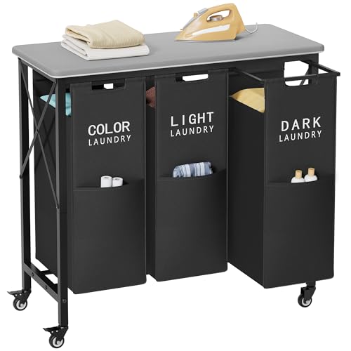 3 Section Laundry Sorter with Ironing Board