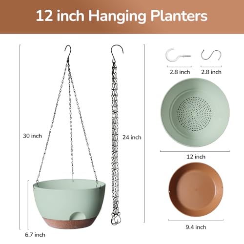12 Inch Hanging Baskets for Plants Outdoor (2 Count)