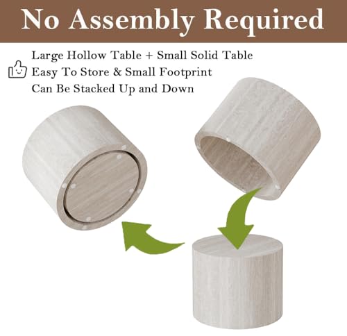 Travertine Round Nesting Coffee Table Set of 2 (2 Count)