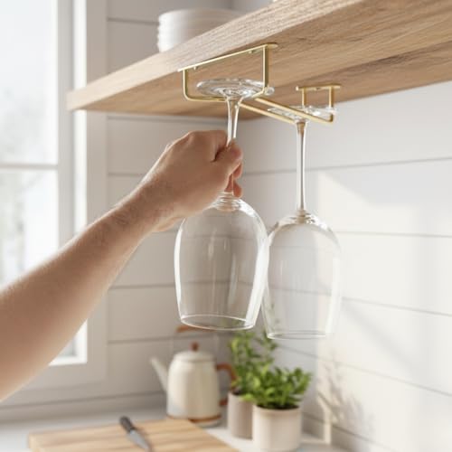10 Inch Wine Glass Rack Brass Finish Set of 2 (2 Count)