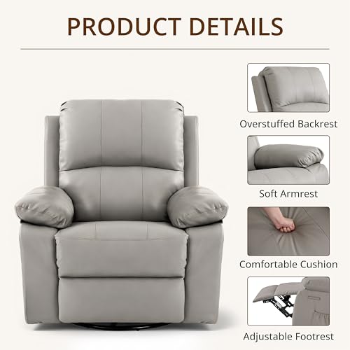 360° Swivel Rocking Leather Recliner Chair Set of 2 (2 Count)