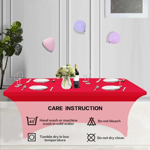 2 Pack 4FT Table Cloth for Rectangular Spandex Red Table Cover (2 Count)