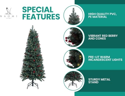 7.5ft Pencil Christmas Tree with Lights