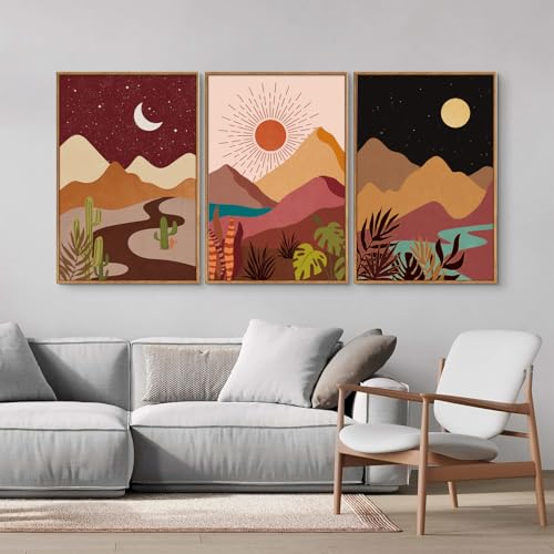 Boho Desert Framed Canvas Wall Art Set of 3 (3 Count)