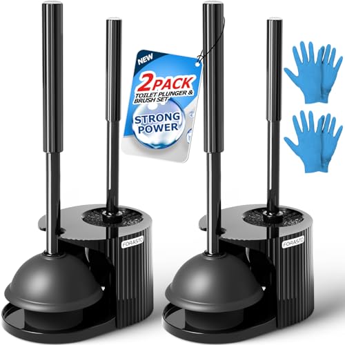2Pack 2 in 1 Toilet Brush and Plunger Set (2 Count)