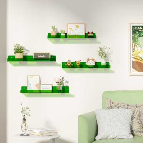 4 Pcs 15" Acrylic Shelves for Wall Decor and Display (4 Count)