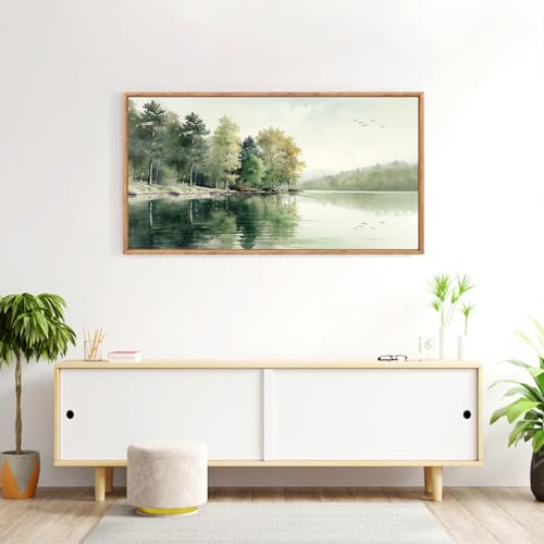 Framed Nature Lake Picture Mountain Forest Wall Art Set