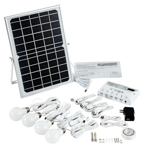 Solar Powered Indoor & Outdoor Pendant Lights with 4 LED Bulbs