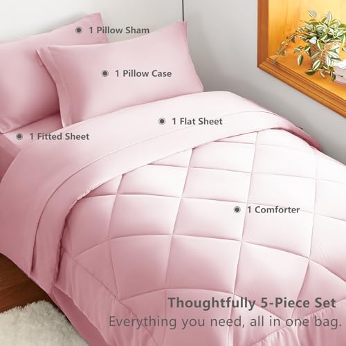 Twin XL Comforter Set 68"x88" Pink