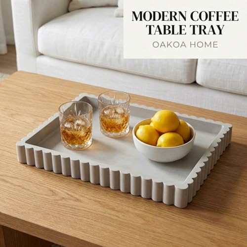 Concrete Rectangle Tray for Coffee Table Decor