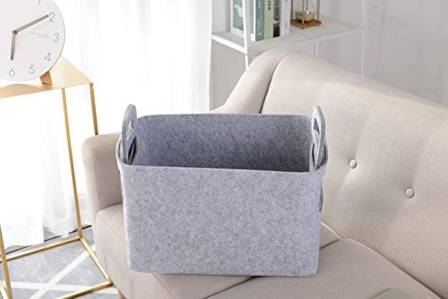 Storage Basket Felt Storage Bin Collapsible& Convenient Box Organizer with Carry Handles for Office Bedroom Closet Babies Nursery Toys Laundry