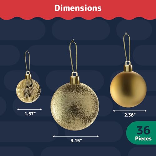 36pc Shatterproof Christmas Ornaments Set