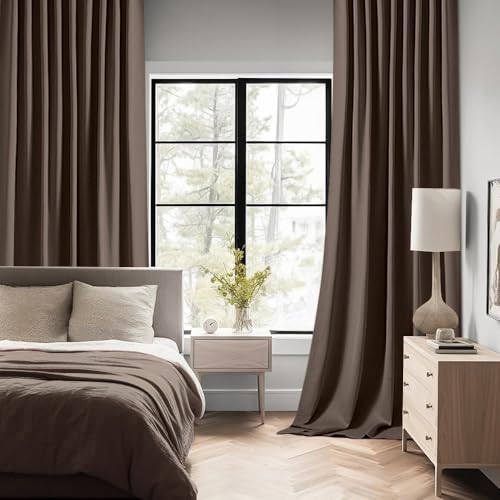 Chocolate Brown Back Tab Blackout Curtains 52x108 Inch 2 Panels Set (2 Count)