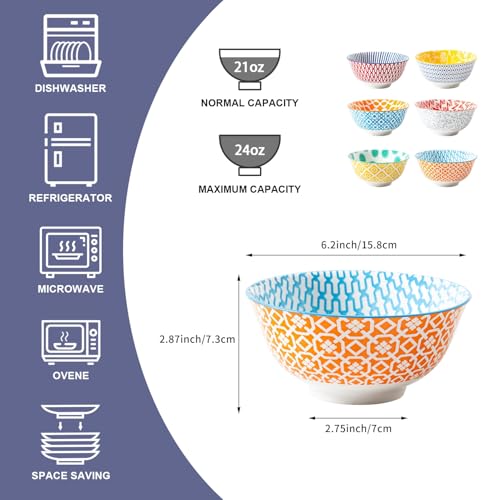 24 Oz Ceramic Soup Bowls Set of 6 (6 Count)