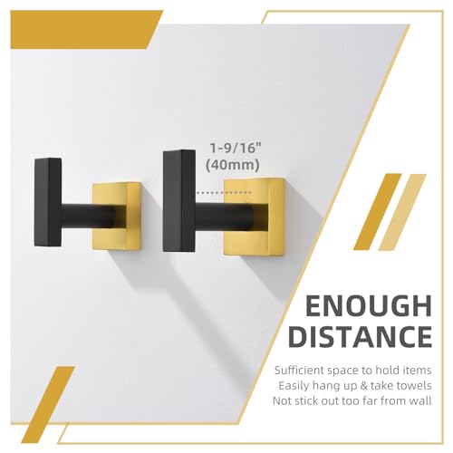 Bathroom Towel Hook Black & Gold (2 Count)