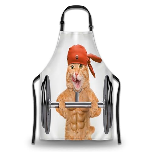 Apron Kitchen for Women Fitness Cat Mans Aprons for Cooking Funny for Kitchen Cooking Restaurant BBQ Painting Crafting Gardening 27”