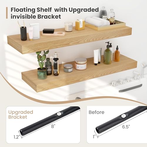 16 x 12 Deep Floating Shelves Wall Mounted Set of 2 Oak (2 Count)