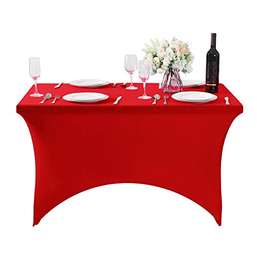 Spandex Table Cover for 4FT or 6ft or 8ft Table Universal Fitted Stretch Tablecloth for Party