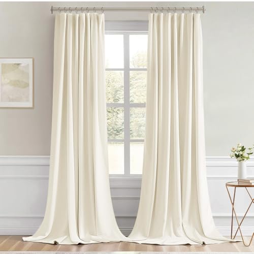 Birch Back Tab Blackout Curtains 52x96 Inch Long 2 Panels Set (2 Count)