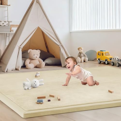 Baby Play Mat for Floor Nursery Rug Muscle Mat Area Rug Playroom Rug 79"x79" Playpen Mat Elastic Foam 1.3" Thick Crawling Mat for Babies