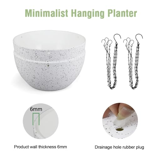 12 inch Large Hanging Planters for Indoor Outdoor Plants (2 Count)