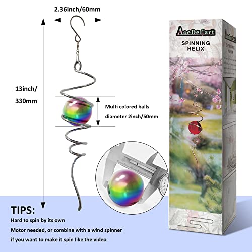 Multi Color Wind Spinner Tail Gazing Ball Spiral Decorative Wind Spinners Sun Catcher Visual Illusion Wind Spinner Stabilizer Indoor Outdoor Garden Decoration