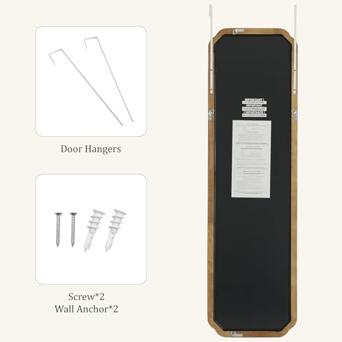 48" x 14" Full Length Door Mirror with Rustic Rounded Corner Wood Frame