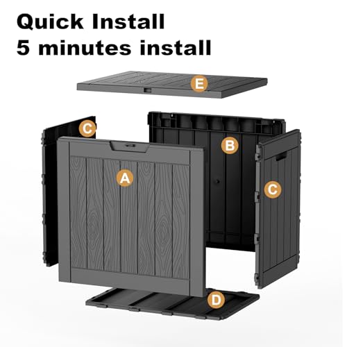 35 Gallon Outdoor Deck Box Lockable Waterproof Storage Black