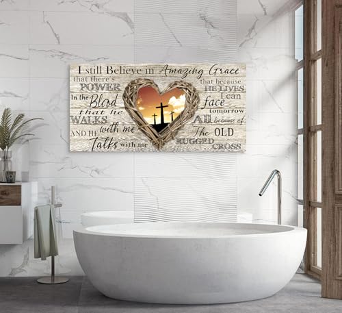 Amazing Grace Christian Wall Art Canvas Cross Decor
